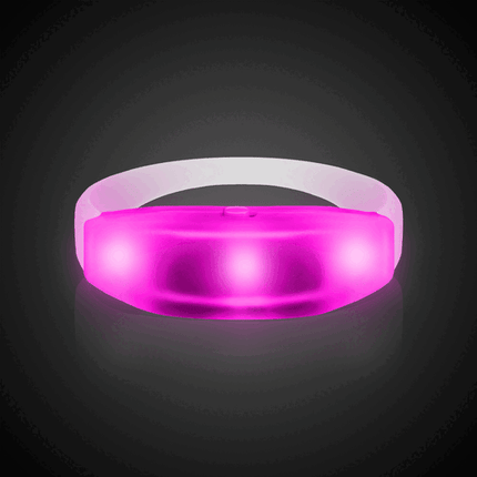 LED Light Up Pink Sound Activated Silicone Bracelet