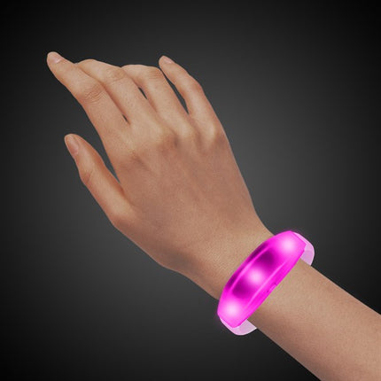 LED Light Up Pink Sound Activated Silicone Bracelet