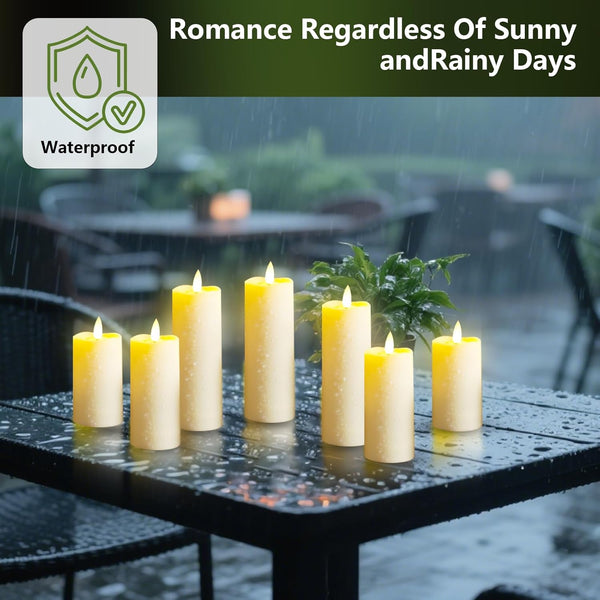 LED Waterproof Outdoor Flameless Candles With Remote and Timer - 9 Per Pack