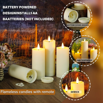 LED Waterproof Outdoor Flameless Candles With Remote and Timer - 9 Per Pack