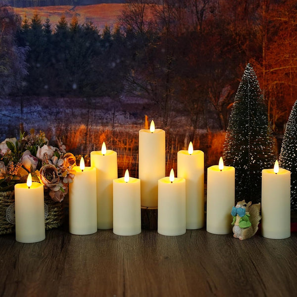 LED Waterproof Outdoor Flameless Candles With Remote and Timer - 9 Per Pack