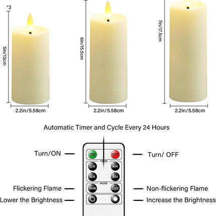 LED Waterproof Outdoor Flameless Candles With Remote and Timer - 9 Per Pack