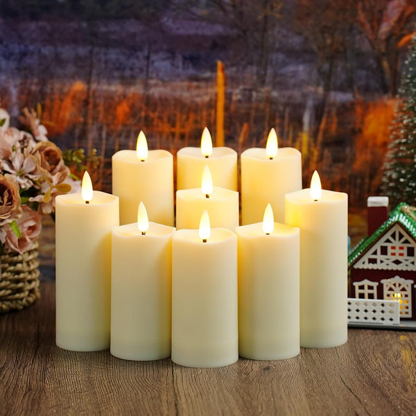 LED Waterproof Outdoor Flameless Candles With Remote and Timer - 9 Per Pack