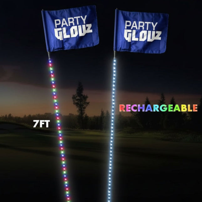 LED Light Up 7 Feet Rechargeable Golf Flag Stick