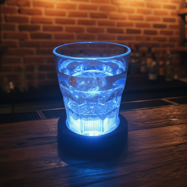 Blue LED Light Up Drink Coasters - Switch Activated