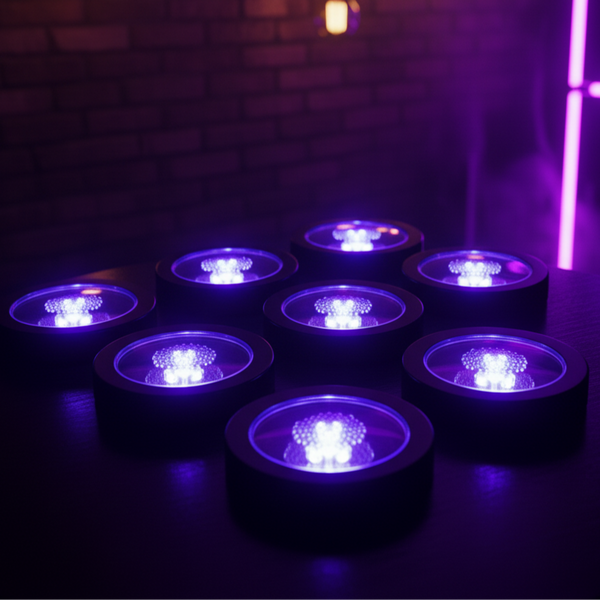 Blue LED Light Up Pressure Activated Drink Coasters - 6 Per Pack