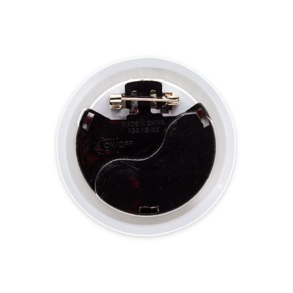 Light Up Round Badge Pin White