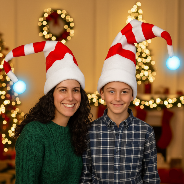 LED Light Up Santa Claus Christmas Whimsical Striped Hats