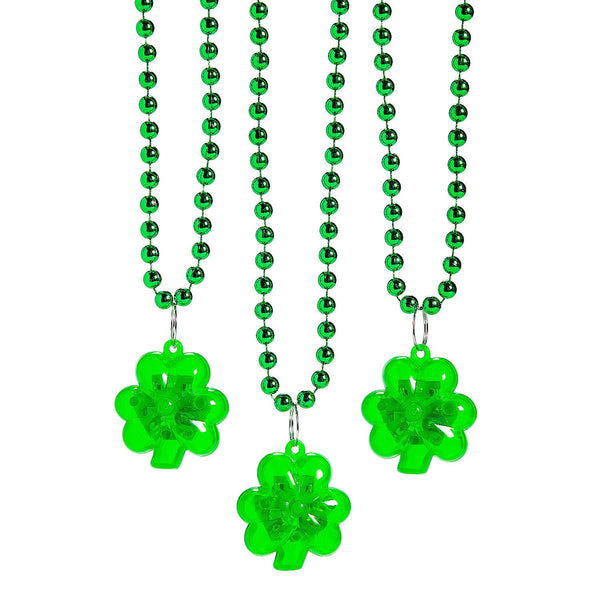 Light Up St. Patrick’s Day Shamrock Necklaces - 12 Per Pack