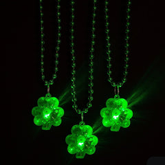 Light Up St. Patrick’s Day Shamrock Necklaces - 12 Per Pack