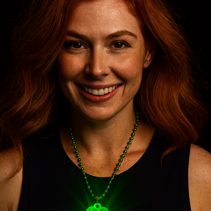 Light Up St. Patrick’s Day Shamrock Necklaces - 12 Per Pack