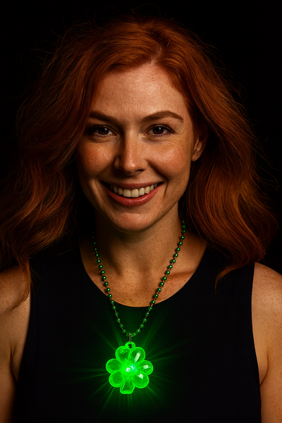 Light Up St. Patrick’s Day Shamrock Necklaces - 12 Per Pack