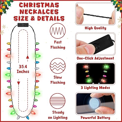 Light Up Strawberry Christmas Necklaces - 2 Per Pack