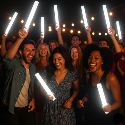 LED Light Up Flashing White Foam Sticks