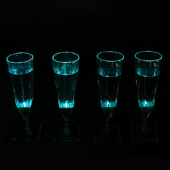 Liquid Activated Blue LED Light Up Champagne Glasses - 4 Per Pack