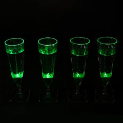 Liquid Activated Green LED Light Up Champagne Glasses - 4 Per Pack