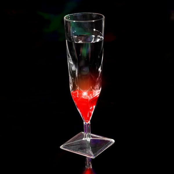 Liquid Activated Red LED Light Up Champagne Glasses - 4 Per Pack