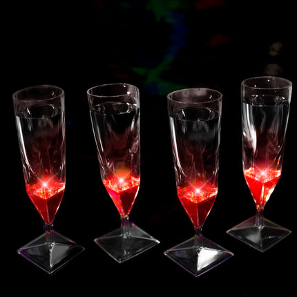 Liquid Activated Red LED Light Up Champagne Glasses - 4 Per Pack