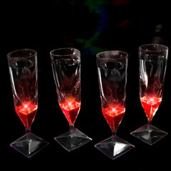 Liquid Activated Red LED Light Up Champagne Glasses - 4 Per Pack