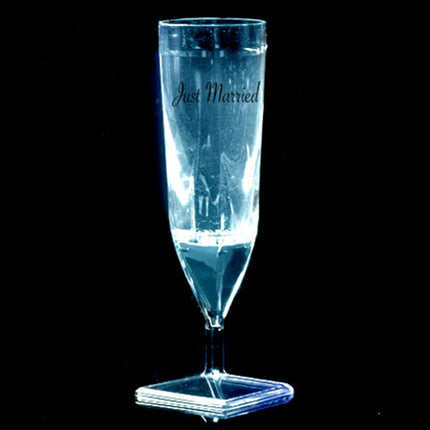 Liquid Activated White Light Up Just Married Champagne Flutes
