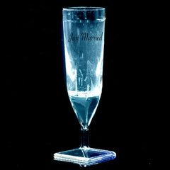 Liquid Activated White Light Up Just Married Champagne Flutes