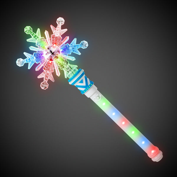 LED Light Up Snowflake Wand with Light-Up Handle