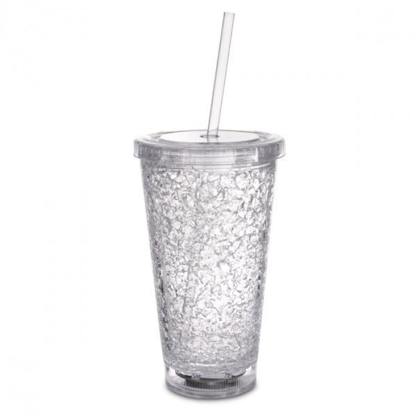 LED Light Up 16 Oz Crystal Tumbler With Lid And Straw - Multi-Color