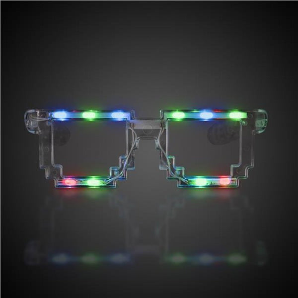 LED Light Up Pixel Brick Transparent Multicolored Sunglasses