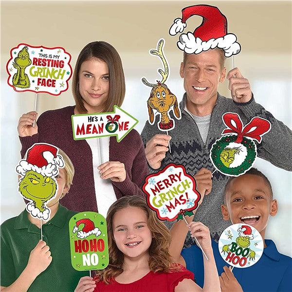 Merry Grinchmas Photo Booth Prop Kit - 13 Assorted Pieces Per Pack