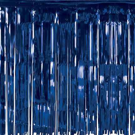 Blue Metallic Fringed Table Skirt