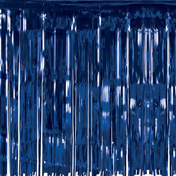 Blue Metallic Fringed Table Skirt