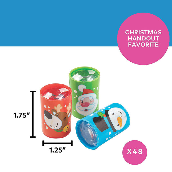 Mini Holly Jolly Red, Green & Blue Christmas Plastic Prisms - 48 Per Pack