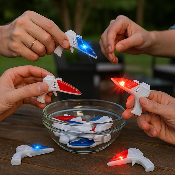 Mini Light Up Space Guns for Kids - 12 Pack Party Favors with Sound Effects