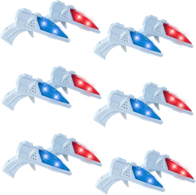 Mini Light Up Space Guns for Kids - 12 Pack Party Favors with Sound Effects