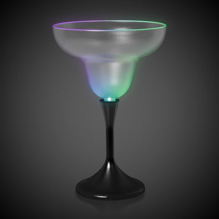 Multi-Color LED 10 Oz Margarita Glass With Black Stem