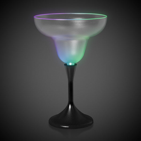 Multi-Color LED 10 Oz Margarita Glass With Black Stem