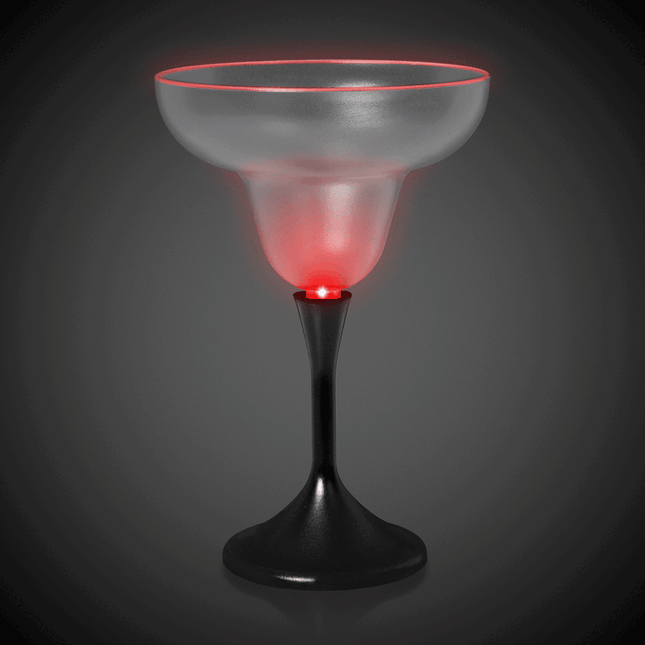 Multi-Color LED 10 Oz Margarita Glass With Black Stem