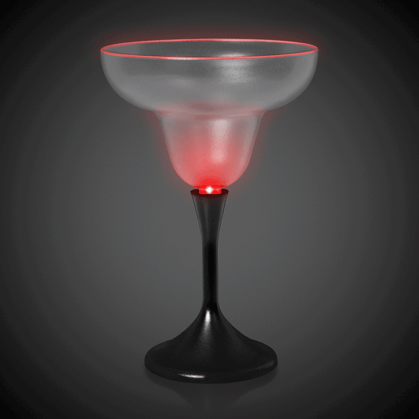 Multi-Color LED 10 Oz Margarita Glass With Black Stem
