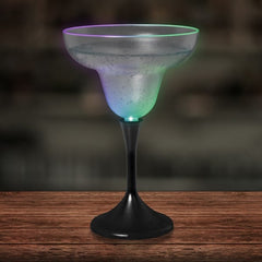 Multi-Color LED 10 Oz Margarita Glass With Black Stem