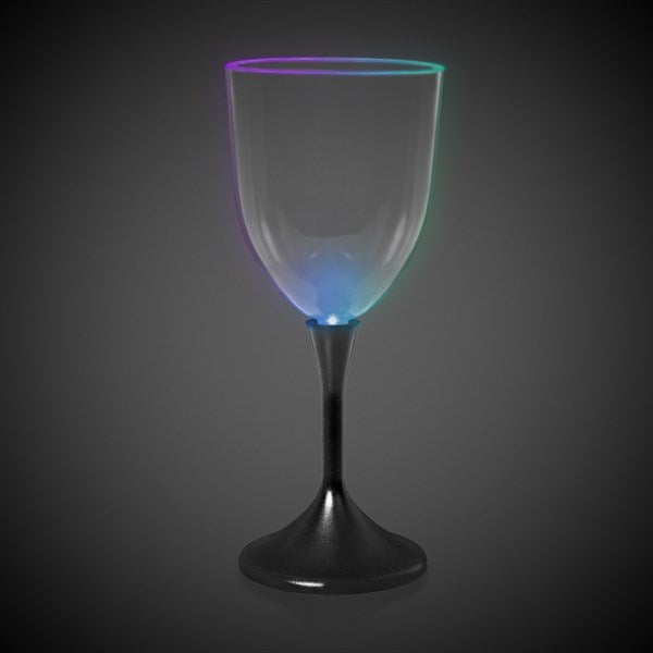 Multi‑Color LED 10 oz Wine Glass With Black Stem