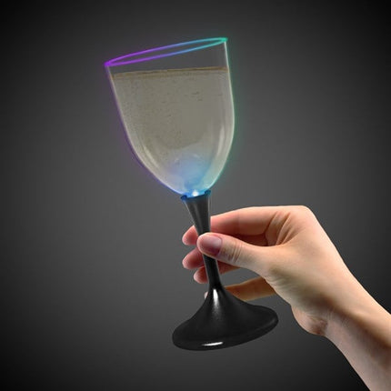 Multi‑Color LED 10 oz Wine Glass With Black Stem