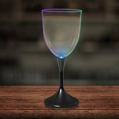 Multi‑Color LED 10 oz Wine Glass With Black Stem
