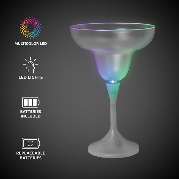 LED 10 oz Margarita Glass White Stem