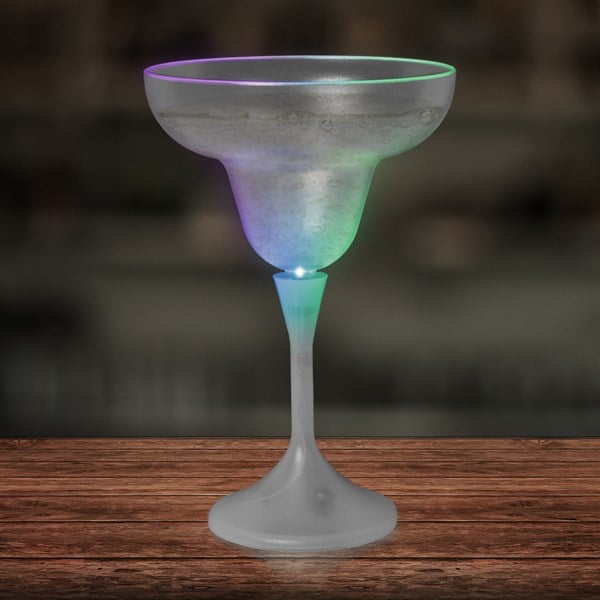 LED 10 oz Margarita Glass With White Stem