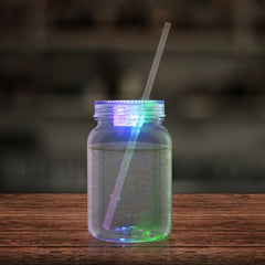 LED Light Up 20 Oz Lu Mason Jar With Lid And Straw