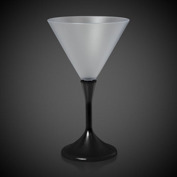 LED Multi-Color Light Up 7 Oz Martini Glass With Black Stem
