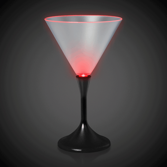 LED Multi-Color Light Up 7 Oz Martini Glass With Black Stem