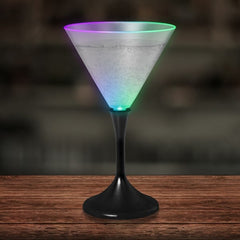 LED Multi-Color Light Up 7 Oz Martini Glass With Black Stem