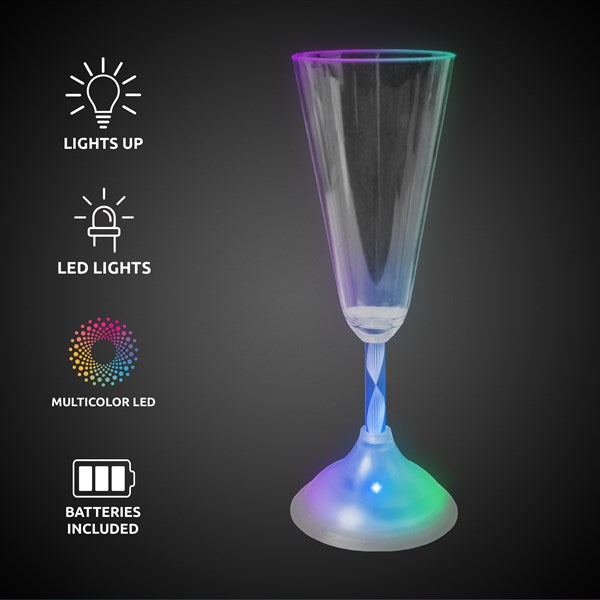 Multi‑Color LED 7.5 oz Champagne Glass With Clear Stem