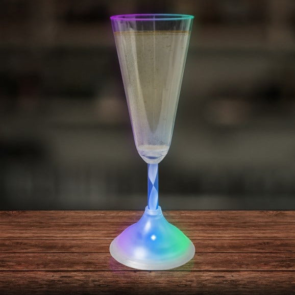 Multi‑Color LED 7.5 oz Champagne Glass With Clear Stem